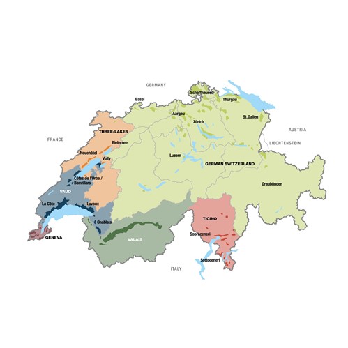 Carte du vignoble Suisse