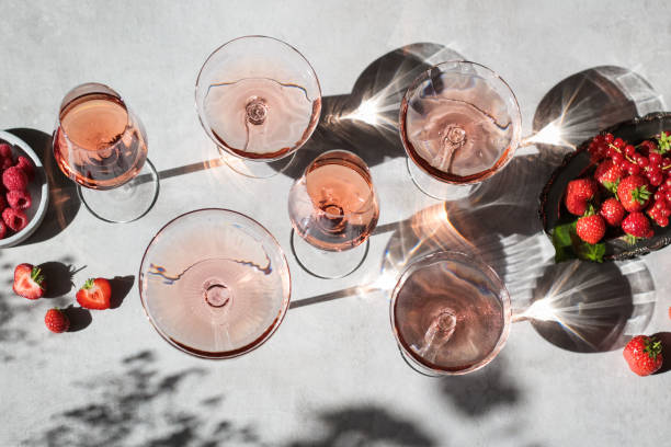 Verres de vin rosé