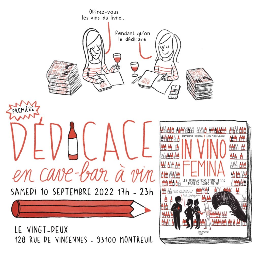 présentation d'une séance de dédicace de la BD In vino femina le samedi 10 septembre au vingt-deux